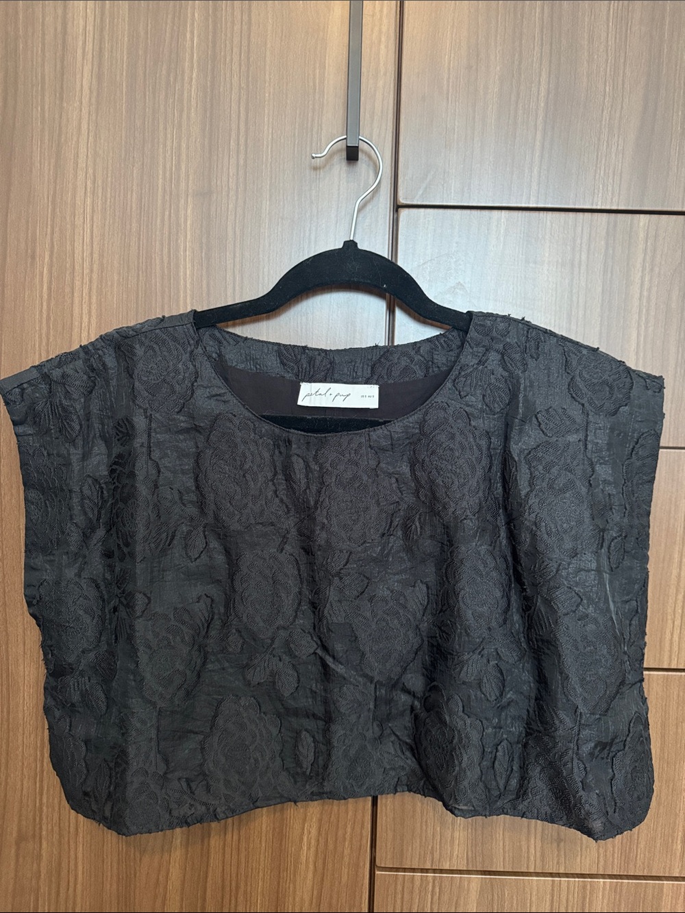 Petal & Pup Black Floral Lace Boxy Crop Top